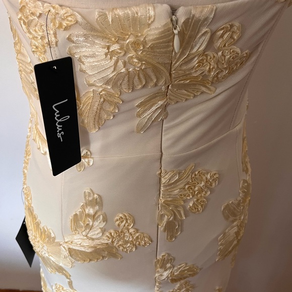 Lulu's Strapless ligth yellow dress Floral Dress nwt - Picture 6 of 11